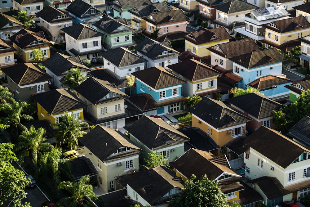 Aerial view of a residential neighborhood we protect